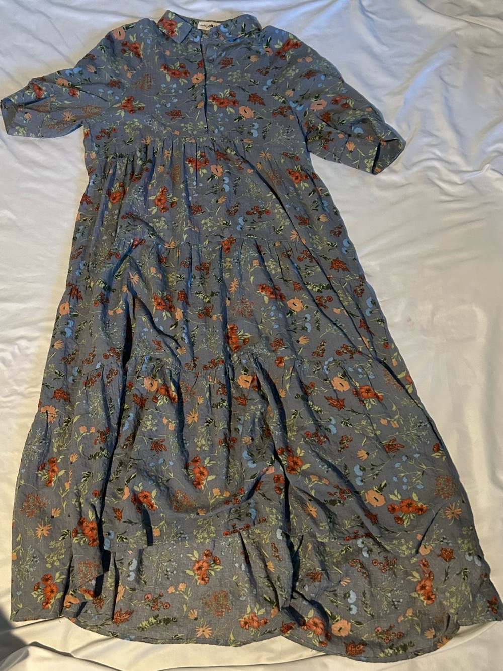 NATURAL LIFE Blue Floral Collared Button-Front Midi Dress - Picture 3 of 12